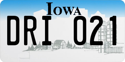 IA license plate DRI021