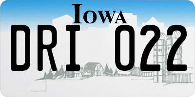 IA license plate DRI022