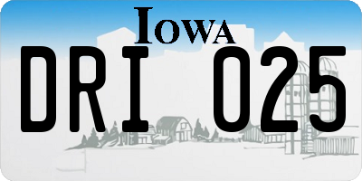 IA license plate DRI025