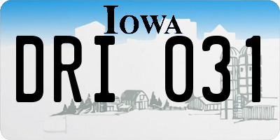 IA license plate DRI031