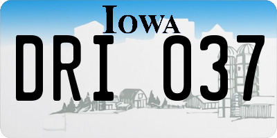 IA license plate DRI037
