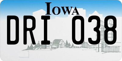IA license plate DRI038
