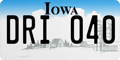 IA license plate DRI040