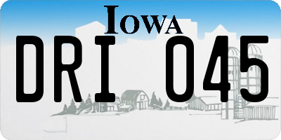 IA license plate DRI045