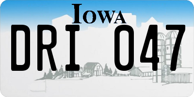 IA license plate DRI047