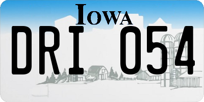 IA license plate DRI054