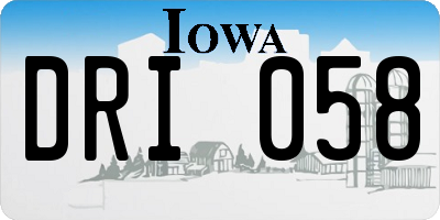 IA license plate DRI058