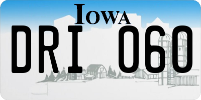 IA license plate DRI060