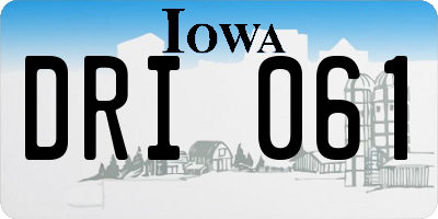 IA license plate DRI061