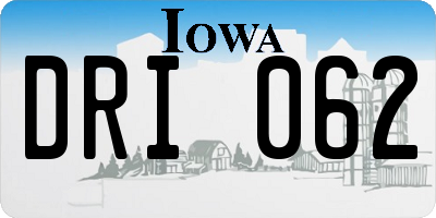 IA license plate DRI062