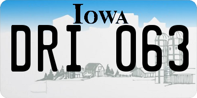 IA license plate DRI063