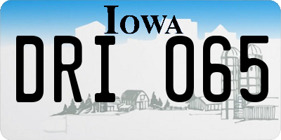 IA license plate DRI065