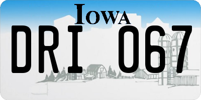 IA license plate DRI067