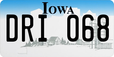 IA license plate DRI068
