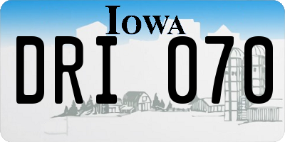 IA license plate DRI070