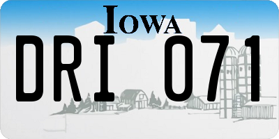 IA license plate DRI071