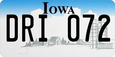 IA license plate DRI072