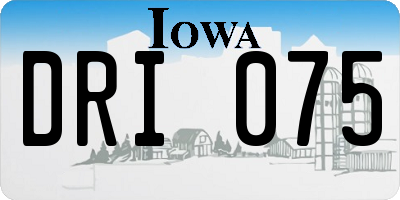 IA license plate DRI075