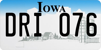 IA license plate DRI076