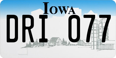 IA license plate DRI077