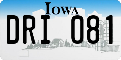 IA license plate DRI081