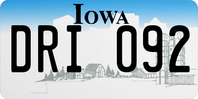 IA license plate DRI092