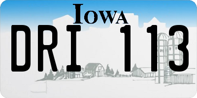 IA license plate DRI113