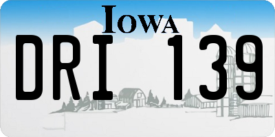 IA license plate DRI139