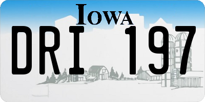 IA license plate DRI197
