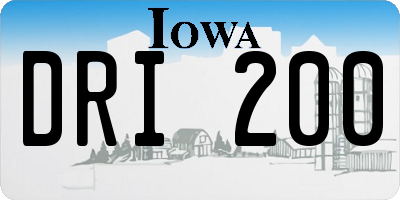 IA license plate DRI200