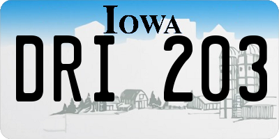 IA license plate DRI203