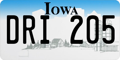 IA license plate DRI205