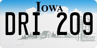 IA license plate DRI209