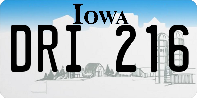 IA license plate DRI216
