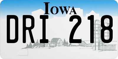 IA license plate DRI218