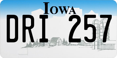 IA license plate DRI257
