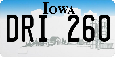 IA license plate DRI260