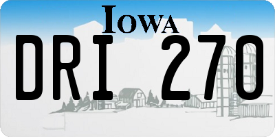 IA license plate DRI270