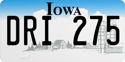 IA license plate DRI275