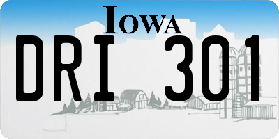 IA license plate DRI301