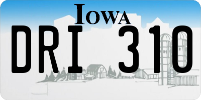 IA license plate DRI310