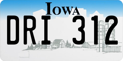 IA license plate DRI312