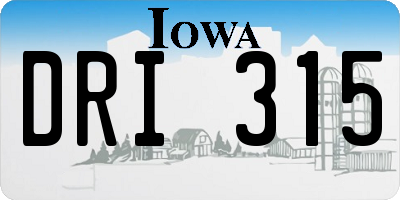 IA license plate DRI315