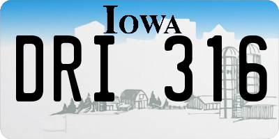 IA license plate DRI316