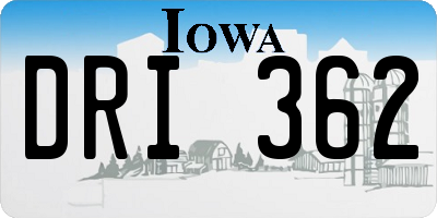IA license plate DRI362