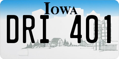 IA license plate DRI401