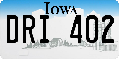 IA license plate DRI402