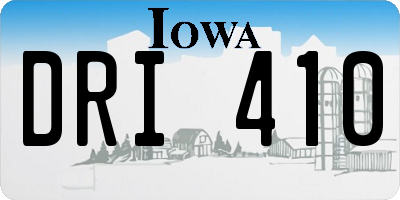 IA license plate DRI410