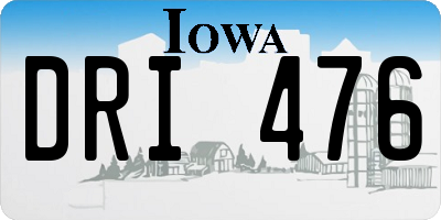 IA license plate DRI476