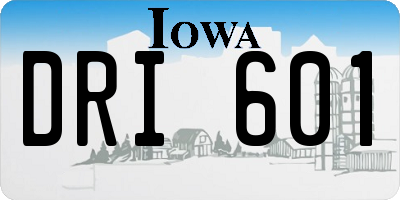 IA license plate DRI601